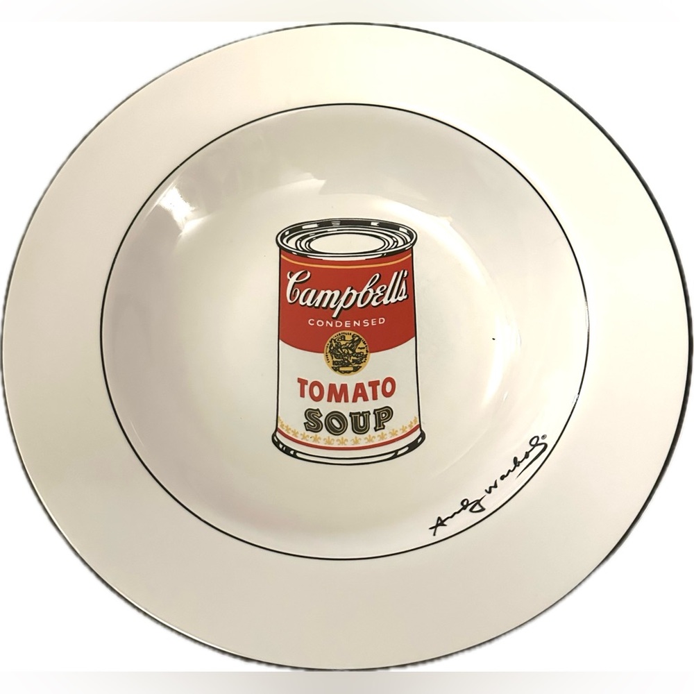 Andy Warhol Licensed Block POP ART Porcelain Campbell's Soup Can  9" RIM BOWL
